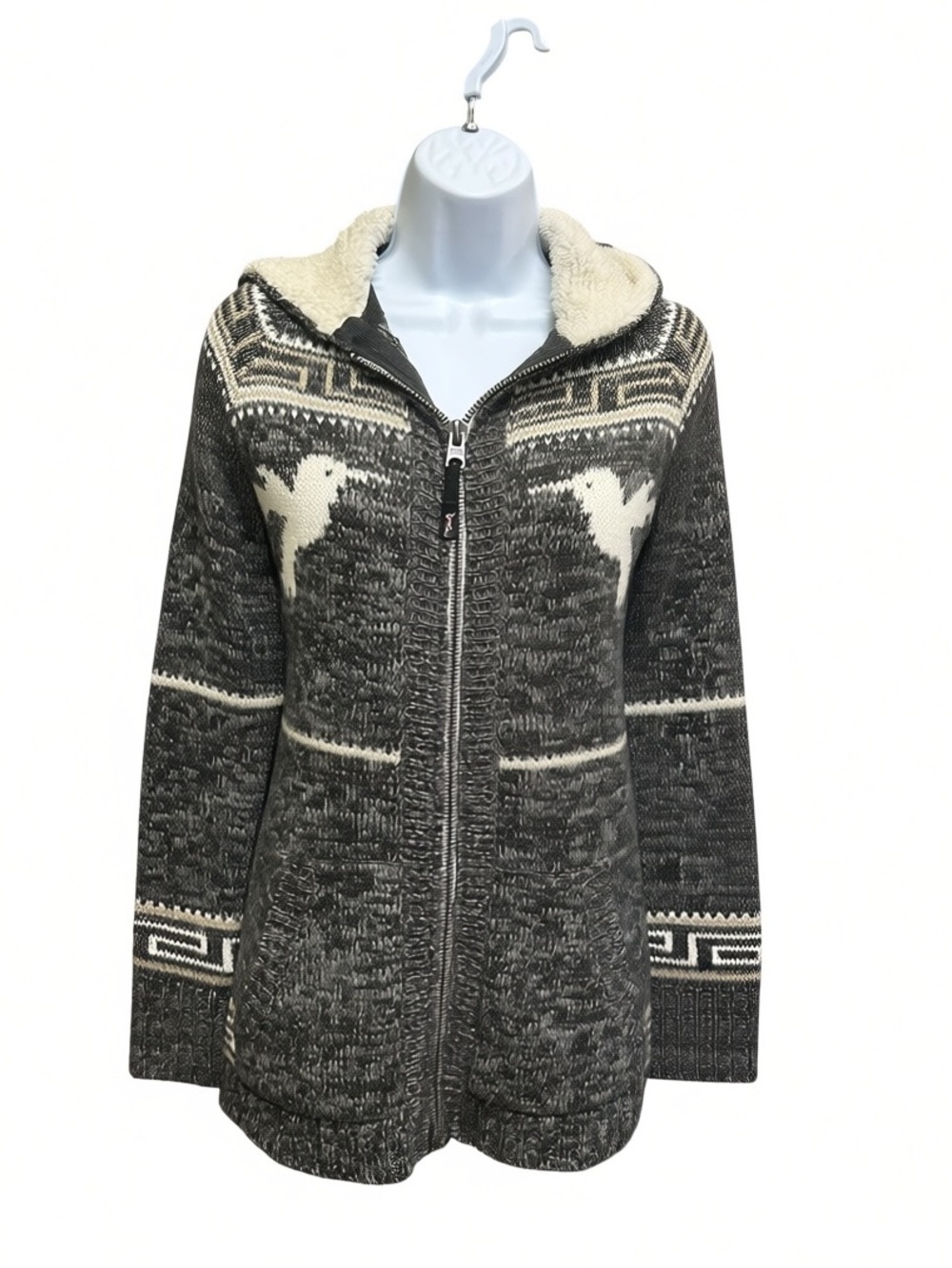 Triple Five Soul Gray Hummingbird Knit Cardigan Sweater Size XS